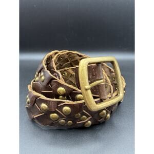 Vintage INDIA Gold Studded Small Belt Braided Brazalian Leather 50371